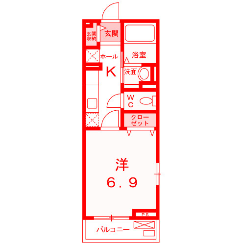 メゾン・ブリーズの間取り|6.9帖の広々とした洋室♪