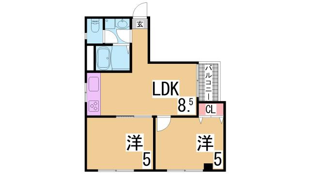 神戸市兵庫区西橘通１丁目の賃貸マンションの間取り