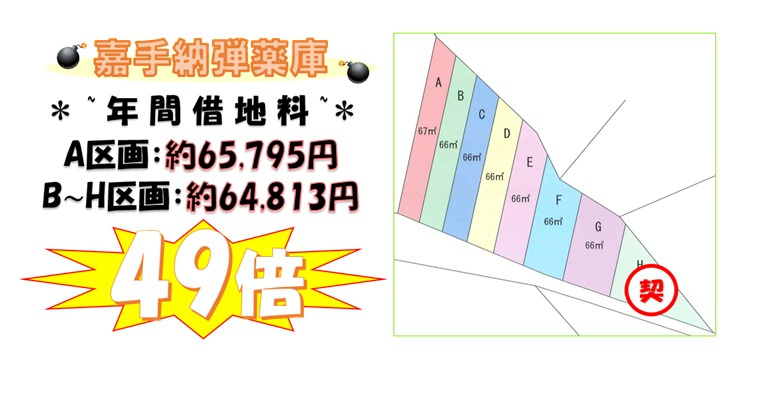 読谷村字伊良皆1674番(嘉手納弾薬庫)の区画図