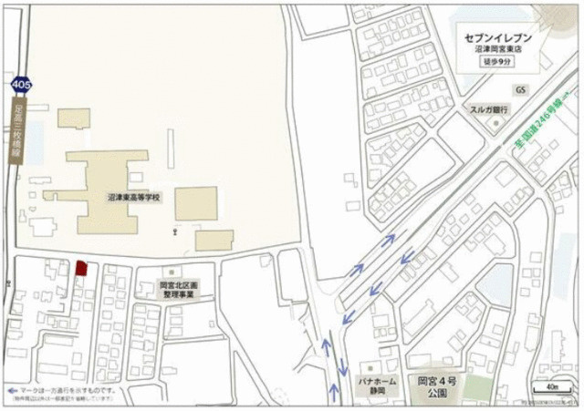 沼津市岡宮の新築一戸建の地図|現地案内図
