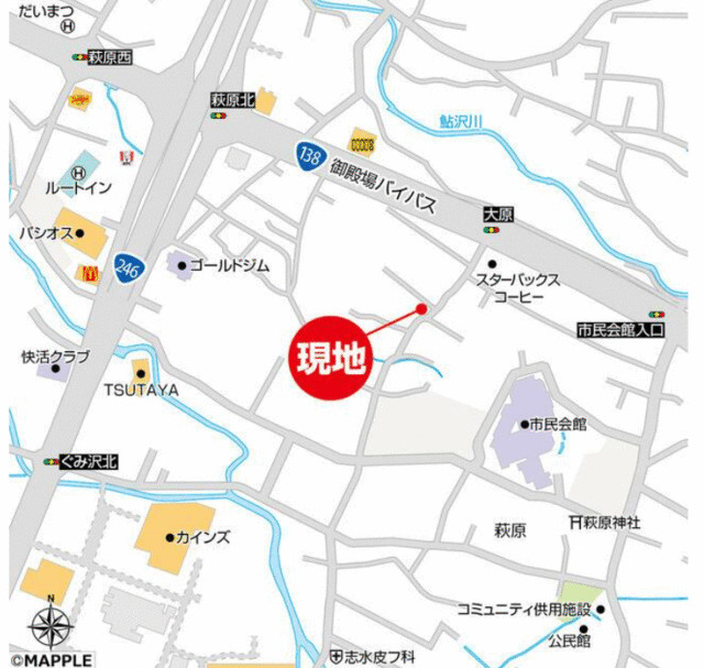 御殿場市萩原の新築一戸建の地図