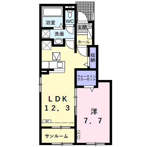 サンシャイン　ワンの間取り