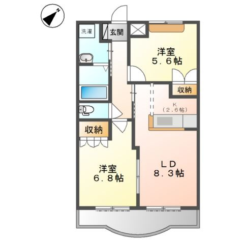 加古川市野口町良野のアパートの間取り