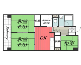 【間取り】 | ビレッジハウス成田吾妻　1号棟