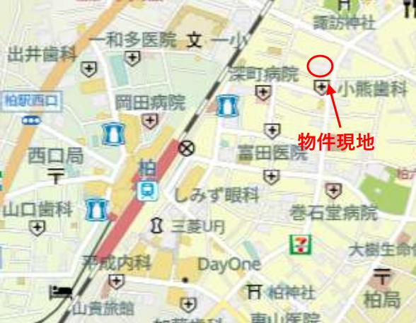 柏市柏５丁目の店舗事務所の地図