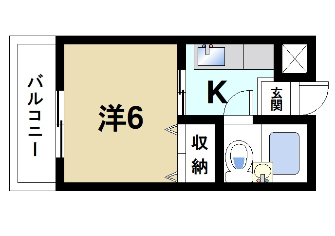 白樺ハイツ大宮Ⅲの間取り|1Kの間取りです