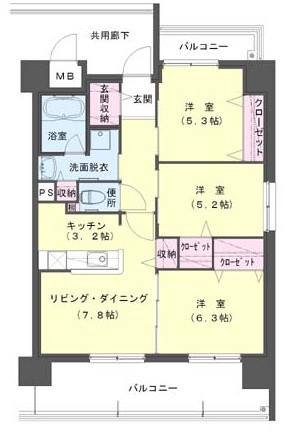 クラシオン小頭公園前1棟の間取り|使い勝手の良い間取りです♪