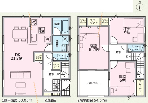 和歌山市栄谷　第5期　新築一戸建ての間取り|2号地
