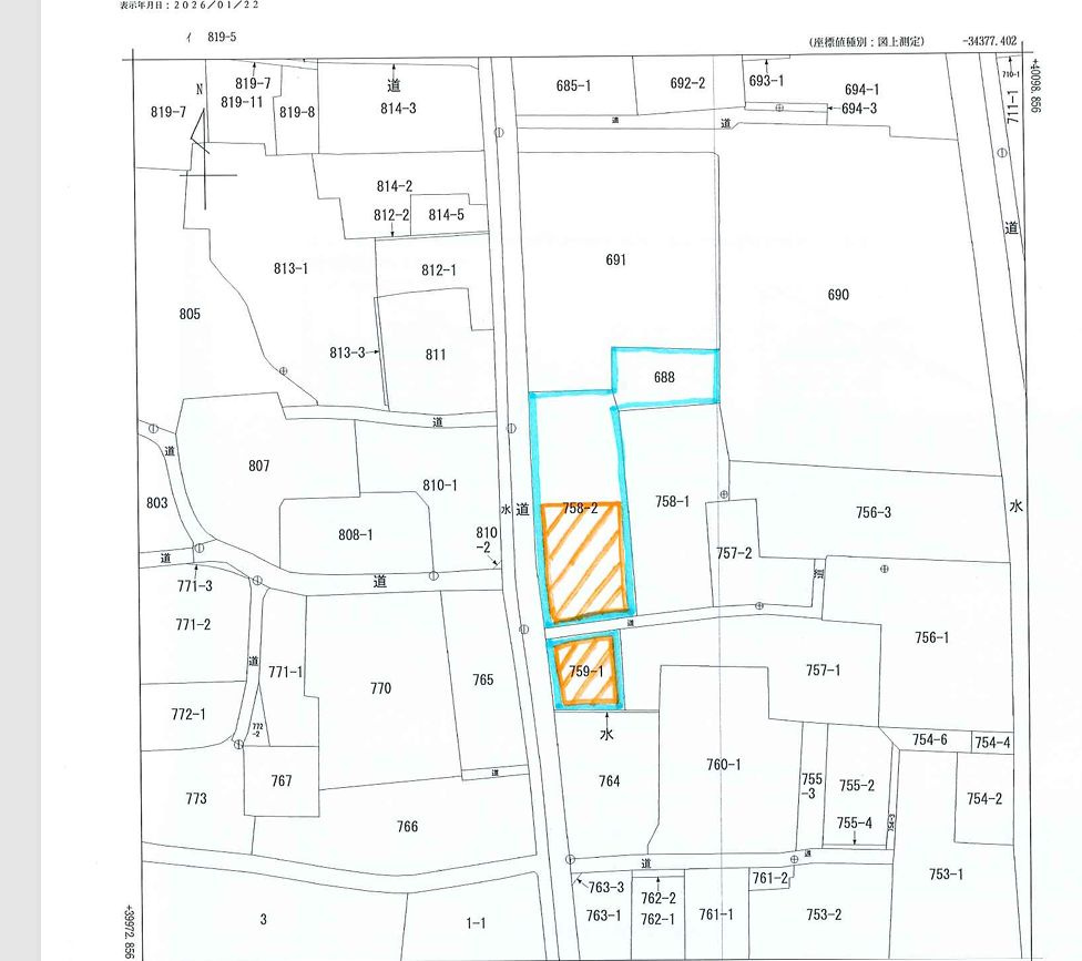 三井郡大刀洗町大字守部　売り土地の区画図