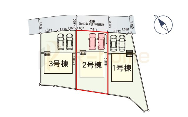 水戸市元吉田町第24　新築戸建て　2号棟の区画図|大きなお買い物だからこそ、メリット・デメリットを伝えさせて頂きます。
R-homeにお任せください♪