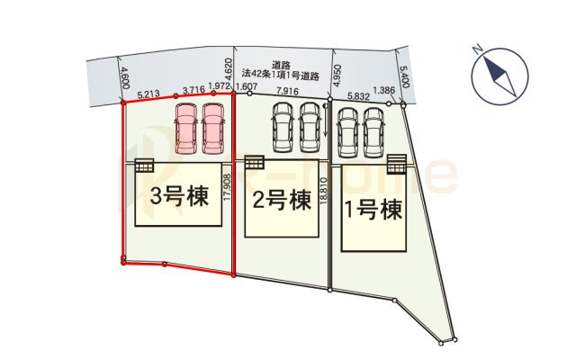 水戸市元吉田町第24　新築戸建て　3号棟の区画図|大きなお買い物だからこそ、メリット・デメリットを伝えさせて頂きます。
R-homeにお任せください♪