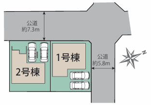 福岡市南区皿山4丁目　２号棟の区画図