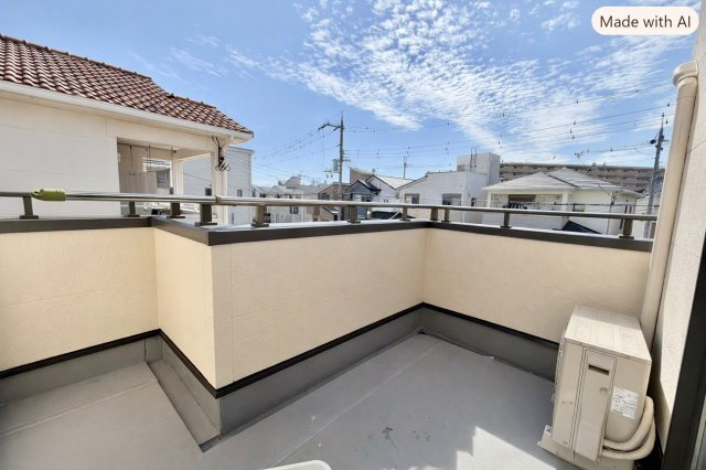 泉南郡田尻町吉見戸建のバルコニー|２階バルコニー　※ＡＩ加工により動産を消しています。