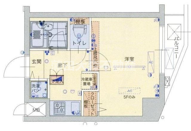 ブライズ大森ドゥエの間取り|1Kバストイレ別クローゼット+吊戸棚で収納力UP！