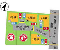 博多区麦野1丁目1期　５号棟の区画図
