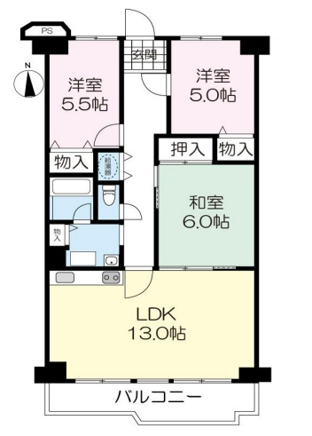 パレス南塚口１号棟の間取り