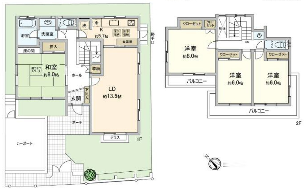 泉区西が岡2丁目 中古戸建 3780万円の間取り