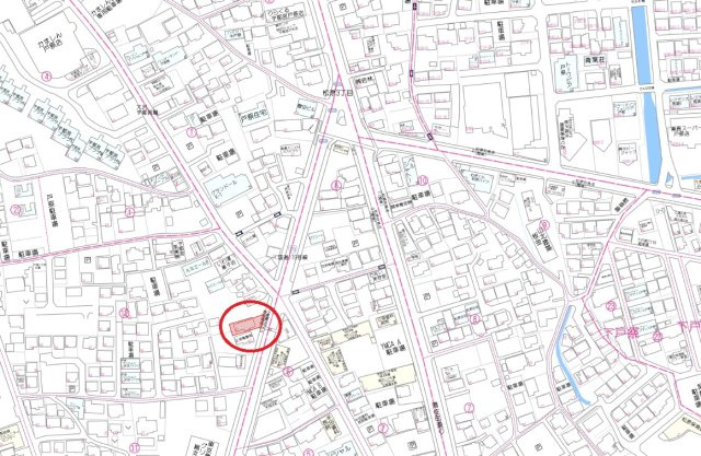 宇都宮市戸祭１丁目　土地の地図