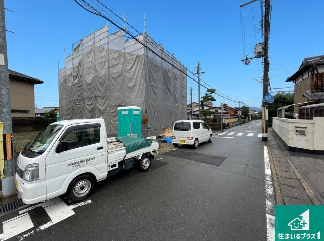 京都市山科区小野葛籠尻町　第1期　新築一戸建ての前面道路含む現地写真|周辺は落ち着いた街並みの住宅地！子育てがしやすい住環境です！まだ未完成ですが、現地でしかわからない事もございます。是非一度ご覧ください。