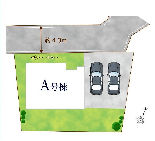東村山市富士見町2丁目・全1棟　新築一戸建　～LDK19帖～の区画図|間口の広い開放感ある土地175.44平米（約53.07坪）