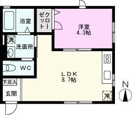 バストイレ独立設計の１ＬＤＫ