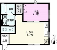 バストイレ独立設計の１ＬＤＫ