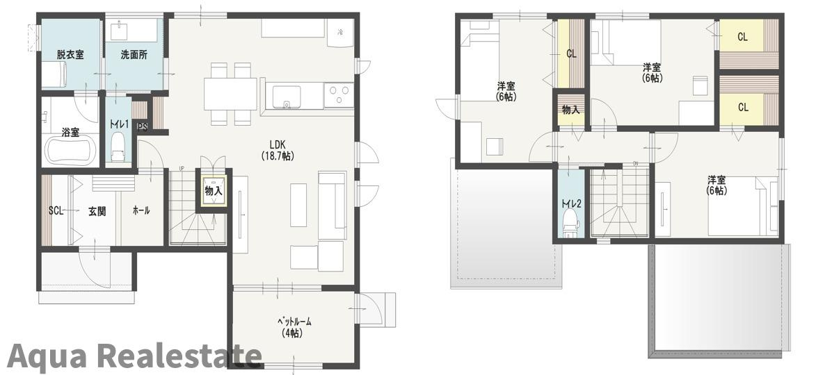 丸亀市飯野町西分の新築一戸建の間取り
