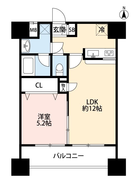 熊本市中央区新町３丁目の賃貸マンションの間取り