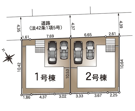 高知市百石町　第4　新築戸建　１号棟　（全2区画）の区画図|2LDK+S　土地面積　97.25㎡（約29.41坪）建物面積　 85.05㎡   （約25.72坪）