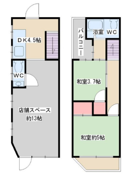 大阪市都島区御幸町２丁目の住宅付店舗戸建の間取り