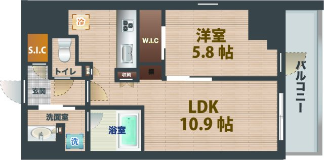 【間取り】 | ザ・パークハビオ中野富士見町ガーデン | 1LDKのお部屋です。
