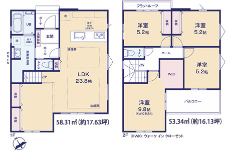 福岡市東区土井３期　２号棟の間取り