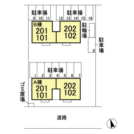 ラ・プランタンA・B　B棟の区画図