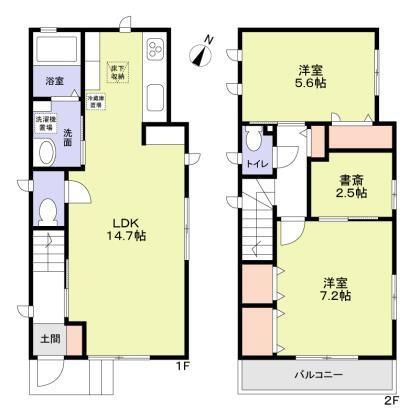 磯子区滝頭２丁目貸家Ｄ棟の間取り