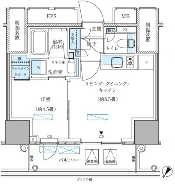 パークアクシス五反田スカイタワーの間取り
