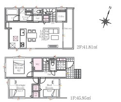 さいたま市北区本郷町　新築一戸建て　Gran Felidia　01の間取り|さいたま市北区本郷町　新築一戸建て　Gran Felidia　01・1LDK+2S・土地面積87.99m2・建物面積87.76m2