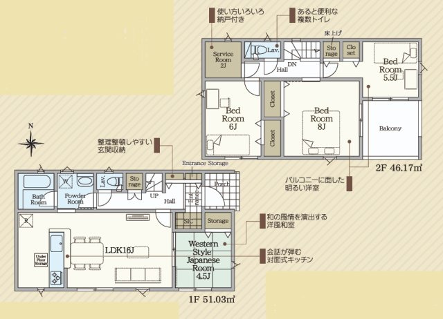 Cradlegarden　 日立市金沢町　第6　限定1棟！の間取り|　
☆洗面室2WAY出入り口で生活動線がコンパクトに！家事動線もラクラクです。全居室に大容量の収納スペース付き。SIC、サービスルームも配備でスッキリ片付きます。
