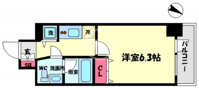 プライマル靭本町　明治小学校区の間取り|プライマル靭本町（旧 リンクハウス靭本町）　開放感ある間取り