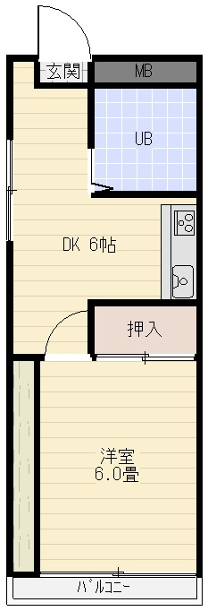 ヴィラ鳥山の間取り|1Kタイプの間取り