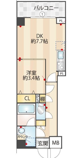 ZOOM下丸子の間取り|1DK