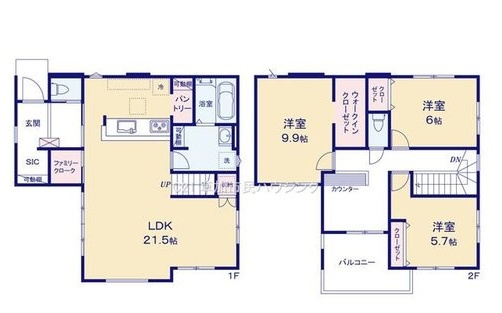 草加市稲荷新築分所住宅の間取り