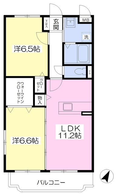 グランディール壱番館の間取り|使い勝手の良い間取りです♪