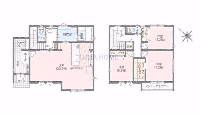 土浦市高岡　新築戸建　1号棟の間取り