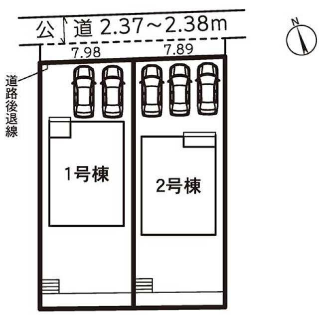仲介手数料無料）一宮市木曽川町第三　２号棟の区画図