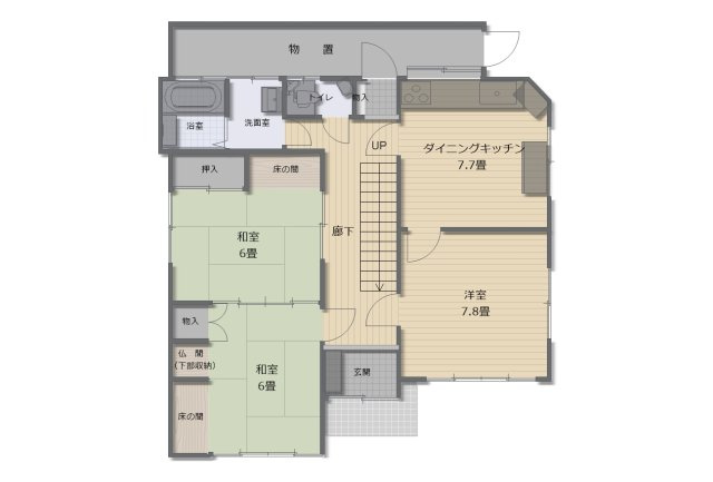津山市小田中　中古住宅5DKのその他|１階間取り図