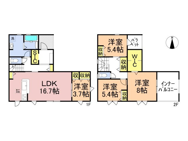 リーブルガーデン　各務原市三井北町2丁目　全2区画分譲の間取り|■2号棟　■ヤマダ不動産　株式会社リライフ　
■夢のマイホーム購入をフルサポートします！