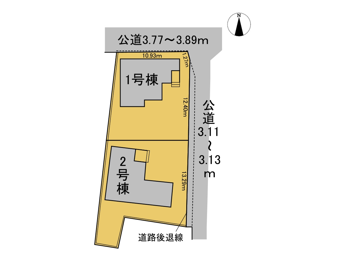 リーブルガーデン　各務原市三井北町2丁目　全2区画分譲の区画図|■区画図
■YAMADA電機の　ヤマダ不動産　株式会社リライフ　
いつでもお問合わせ下さい。
