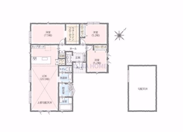 土浦市高岡　新築戸建　5号棟の間取り