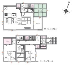 さいたま市北区本郷町　新築一戸建て　Gran Felidia　02の間取り|さいたま市北区本郷町　新築一戸建て　Gran Felidia　02・2LDK+2S・土地面積87.98m2・建物面積86.94m2