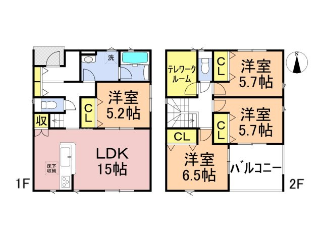 クワイエ　本巣市上真桑第４　全７区画分譲の間取り|■５号棟　■ヤマダ不動産　株式会社リライフ　
■夢のマイホーム購入をフルサポートします！